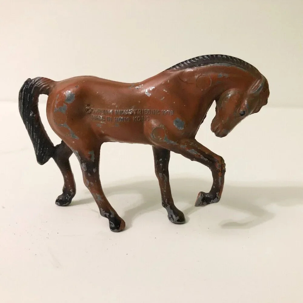 Vintage 1976 Durham Industries Metal Horse Figure 3.5 Inch Long Toy  Hong Kong